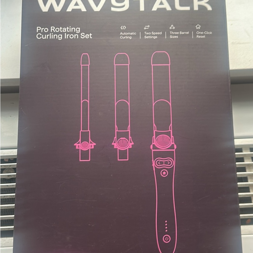 Wavytalk Pink Pro Rotating Curling Iron Set